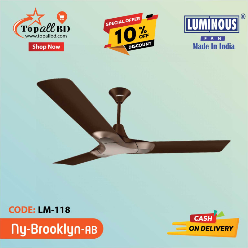 LUMINOUS 56'' NEW YORK BROOKLYN CEILING FAN (ALE BROWN)